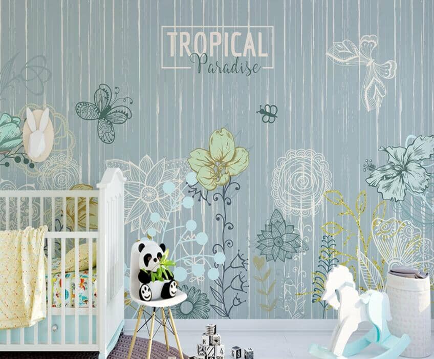 3D Flowers And Leaves 1863 Wall Murals Wallpaper AJ Wallpaper 2 