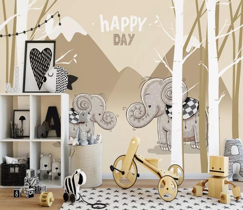3D Elephant Forest 1844 Wall Murals Wallpaper AJ Wallpaper 2 