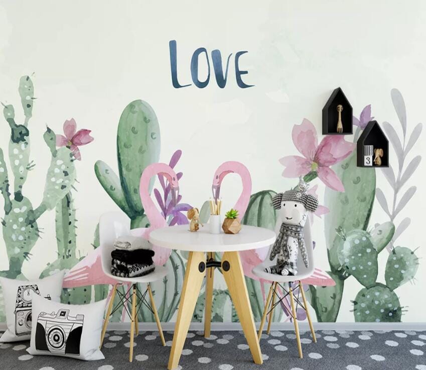 3D Pink Flamingo 1841 Wall Murals Wallpaper AJ Wallpaper 2 