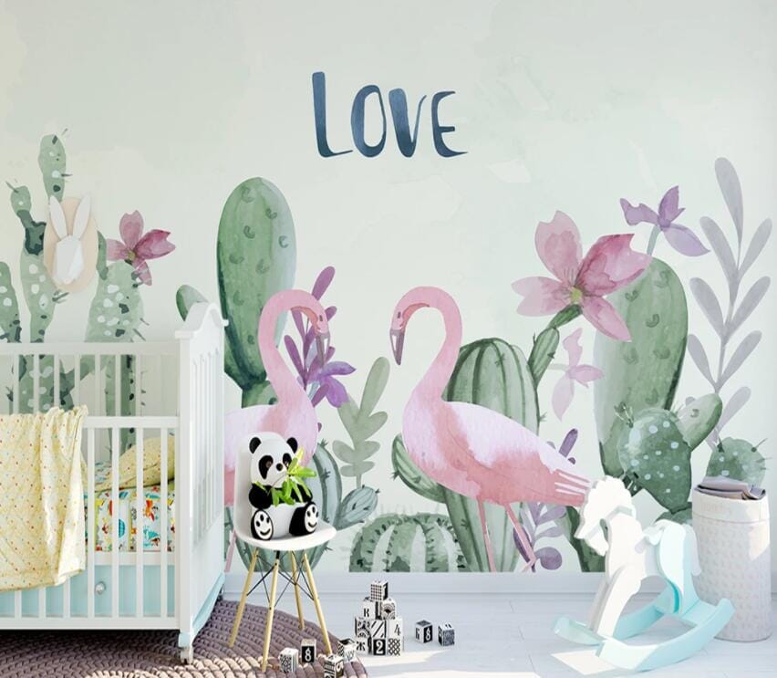 3D Pink Flamingo 1841 Wall Murals Wallpaper AJ Wallpaper 2 