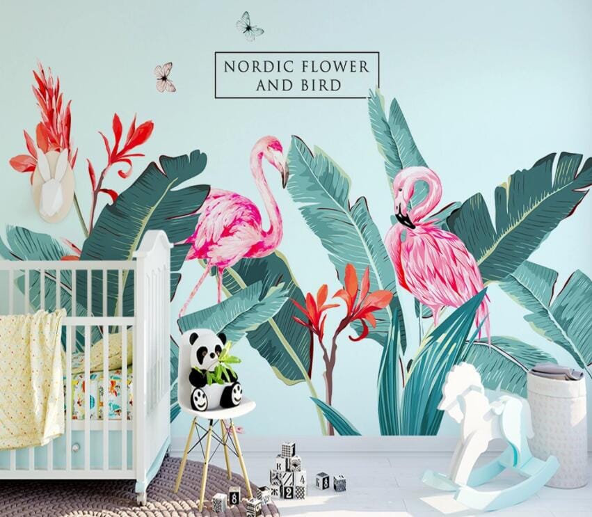 3D Pink Flamingo 1847 Wall Murals Wallpaper AJ Wallpaper 2 