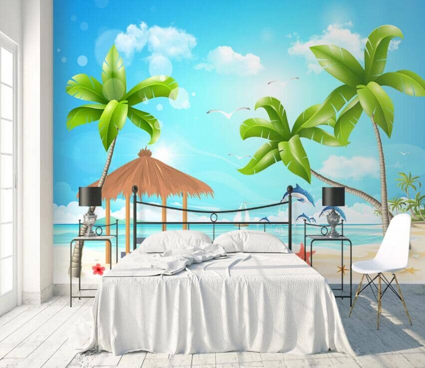 3D Coconut Palm Tree 1817 Wall Murals Wallpaper AJ Wallpaper 2 