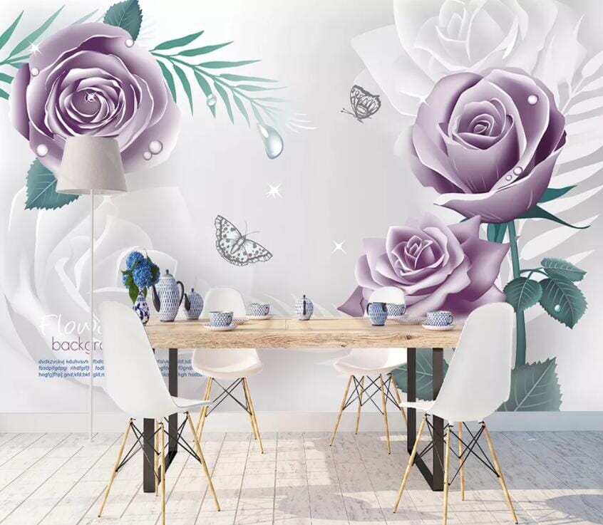 3D Purple Flowers 1815 Wall Murals Wallpaper AJ Wallpaper 2 