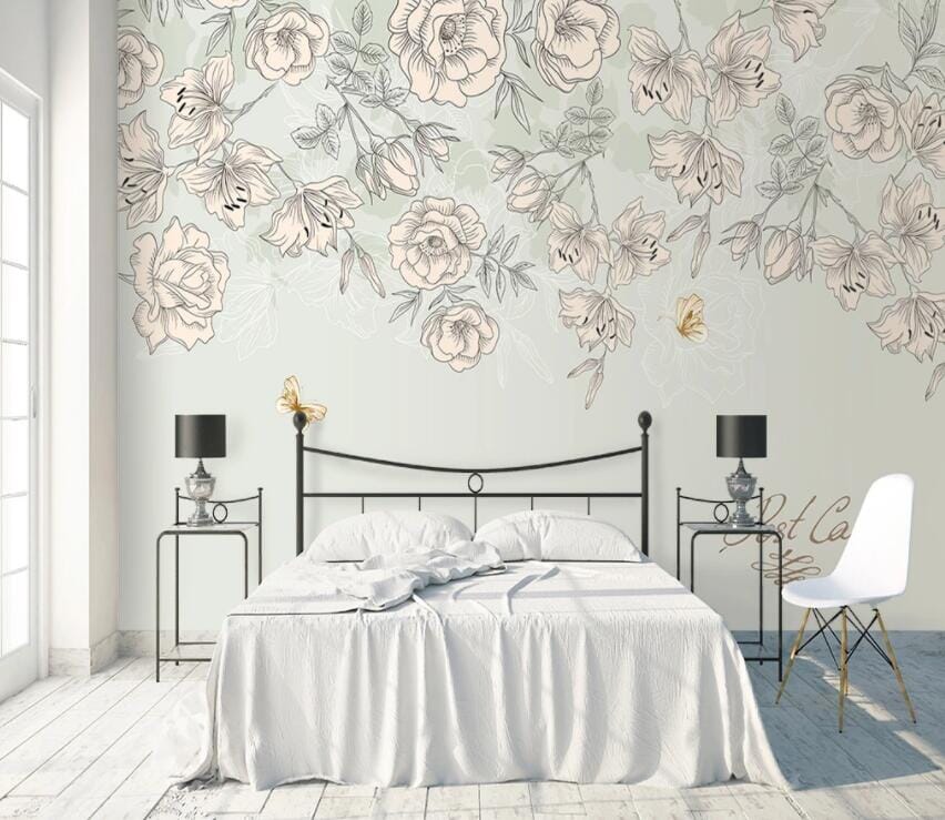 3D Grey Flowers 1804 Wall Murals Wallpaper AJ Wallpaper 2 