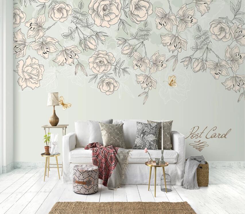 3D White Flowers 445 Wall Murals Wallpaper AJ Wallpaper 2 
