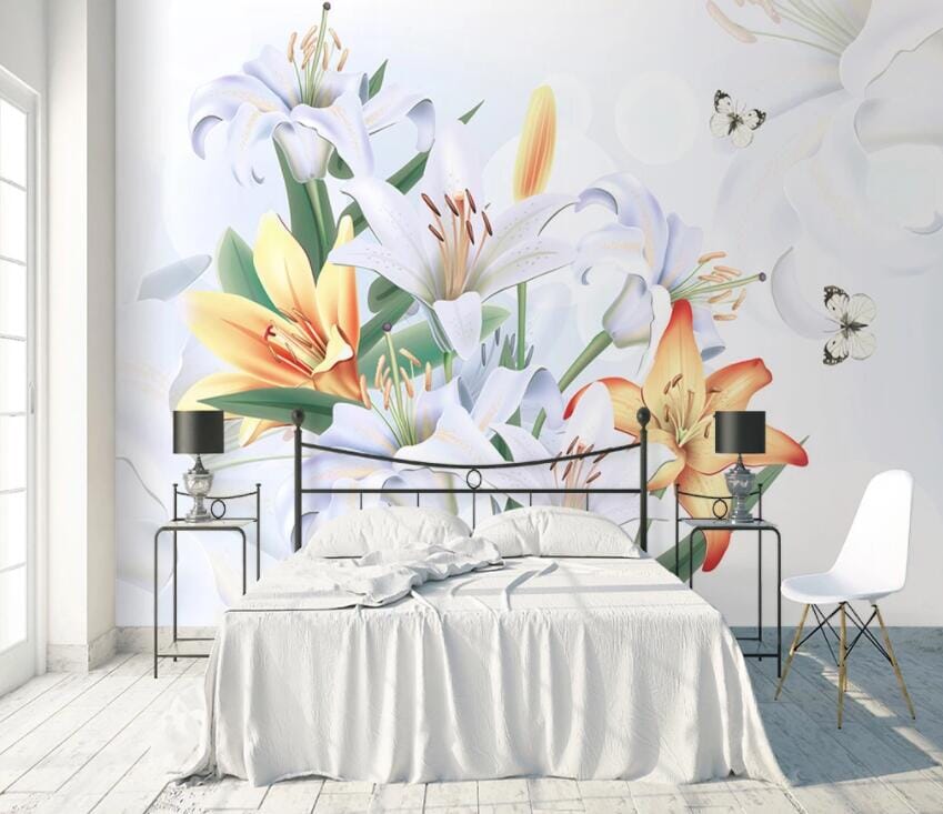 3D Yellow Lily 1798 Wall Murals Wallpaper AJ Wallpaper 2 