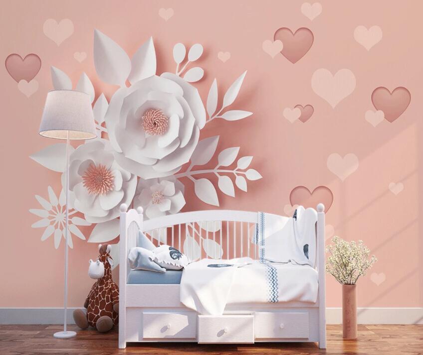 3D White Flowers 414 Wall Murals Wallpaper AJ Wallpaper 2 