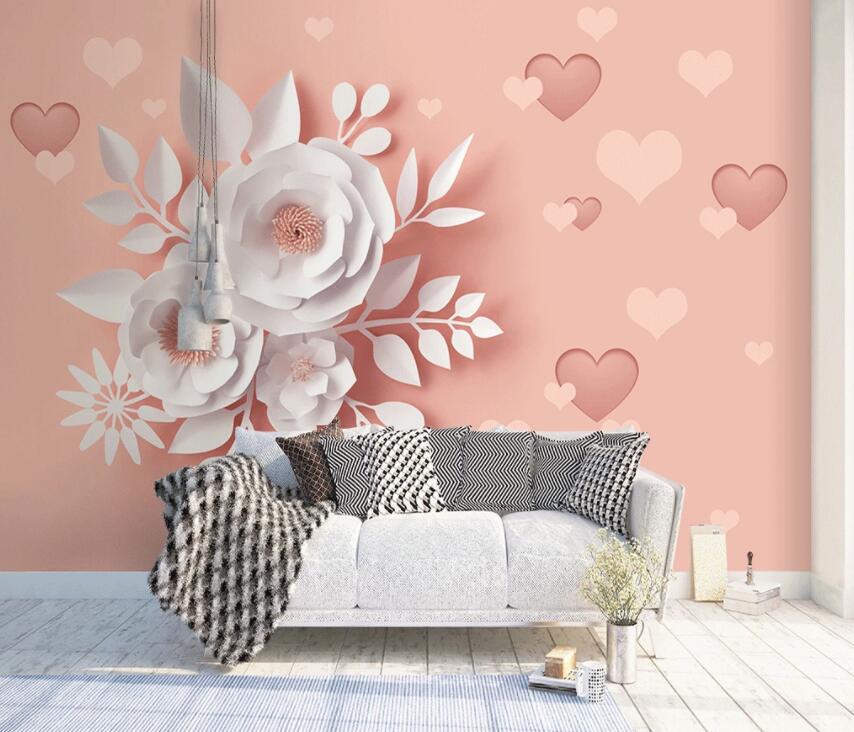 3D White Flowers 414 Wall Murals Wallpaper AJ Wallpaper 2 