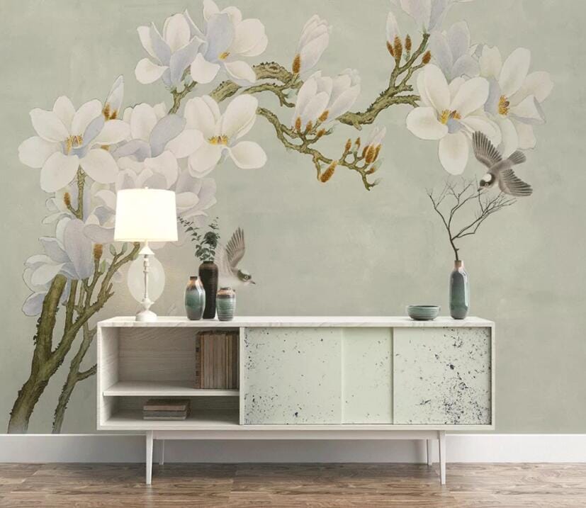 3D White Flowers 1678 Wall Murals Wallpaper AJ Wallpaper 2 