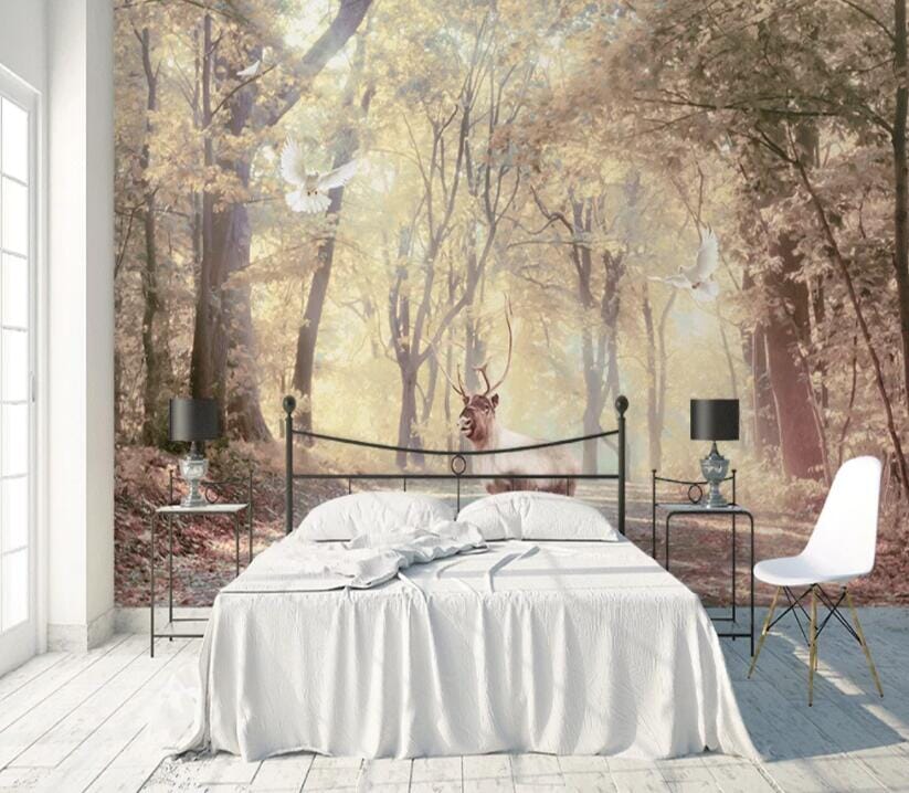 3D Forest Deer 1599 Wall Murals Wallpaper AJ Wallpaper 2 