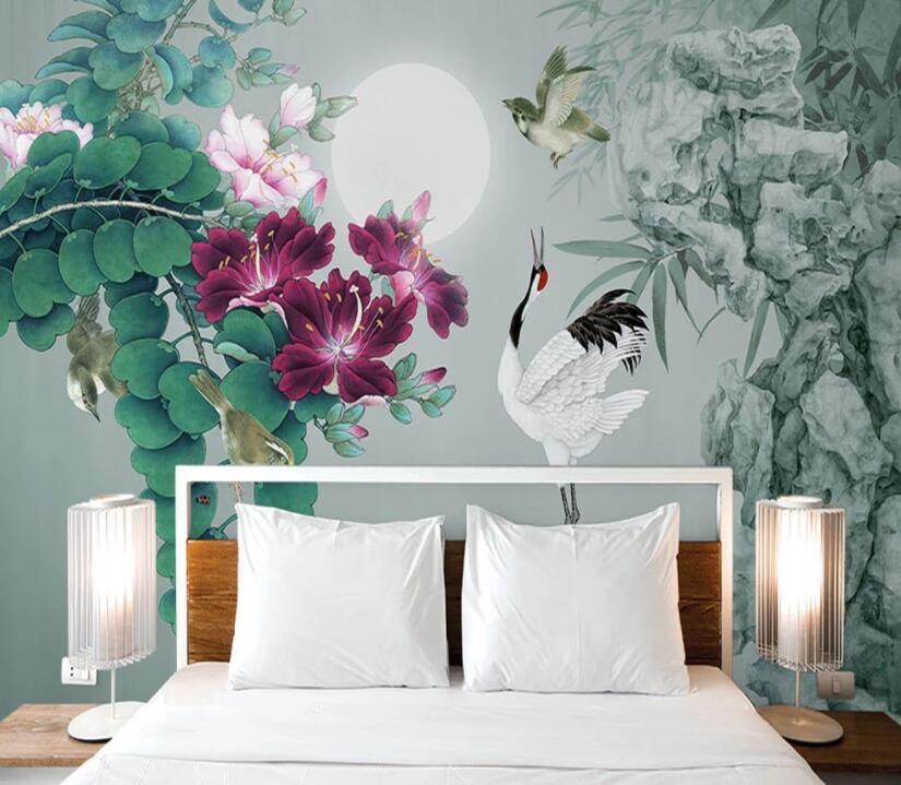3D Flower Bird 170 Wall Murals Wallpaper AJ Wallpaper 2 