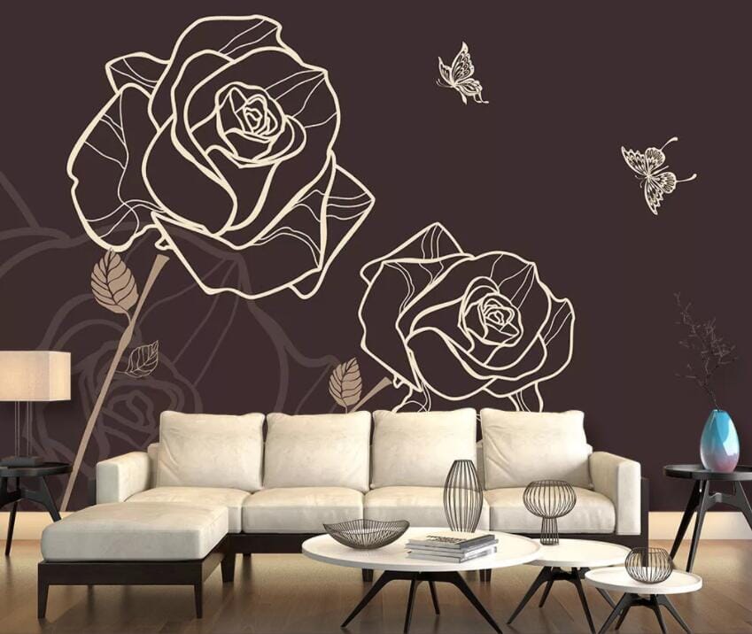 3D Rose Butterfly 1568 Wall Murals Wallpaper AJ Wallpaper 2 