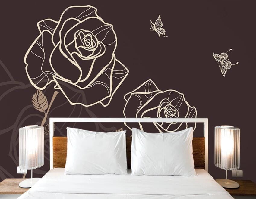 3D Rose Butterfly 1568 Wall Murals Wallpaper AJ Wallpaper 2 