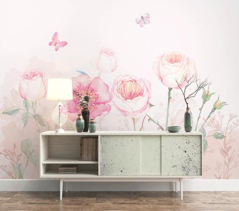 3D Flower Butterfly 1557 Wall Murals Wallpaper AJ Wallpaper 2 