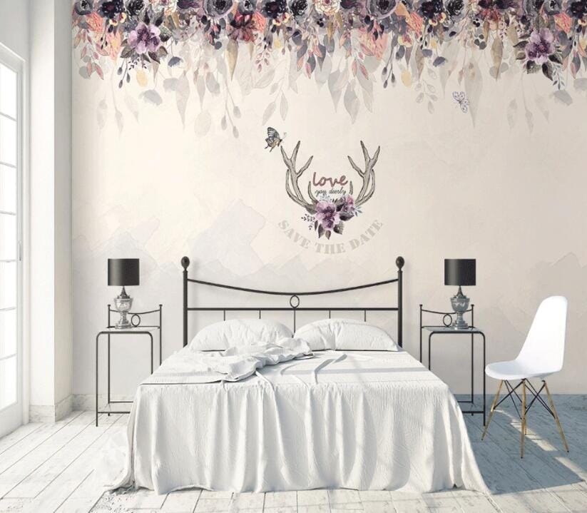 3D Flower Deer Head 1553 Wall Murals Wallpaper AJ Wallpaper 2 
