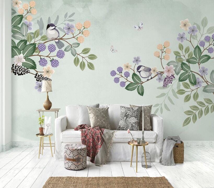 3D Flower Bird 1540 Wall Murals Wallpaper AJ Wallpaper 2 