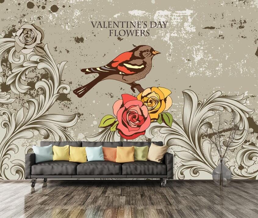 3D Flowers And Birds 1519 Wall Murals Wallpaper AJ Wallpaper 2 