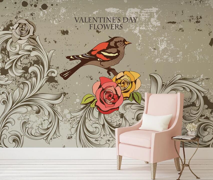 3D Flower Bird 119 Wall Murals Wallpaper AJ Wallpaper 2 