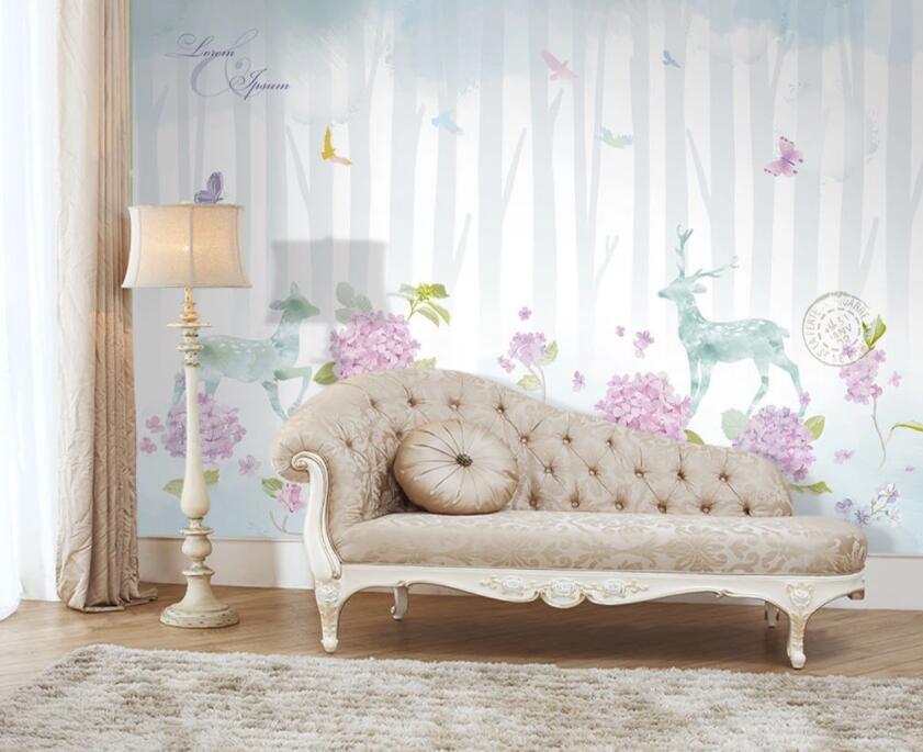 3D Flower Fawn 071 Wall Murals Wallpaper AJ Wallpaper 2 