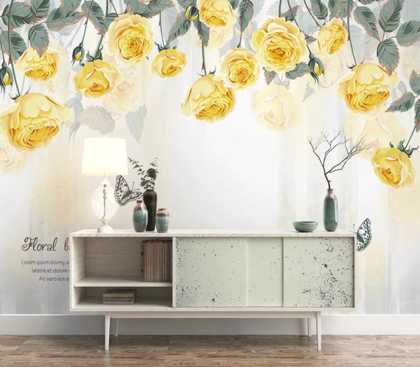 3D Yellow Flower 065 Wall Murals Wallpaper AJ Wallpaper 2 