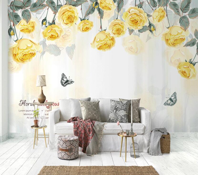 3D Yellow Flower 065 Wall Murals Wallpaper AJ Wallpaper 2 