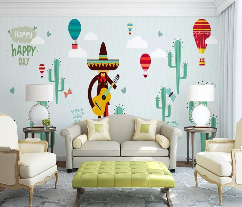 3D Hot Air Balloon Cactus 036 Wall Murals Wallpaper AJ Wallpaper 2 