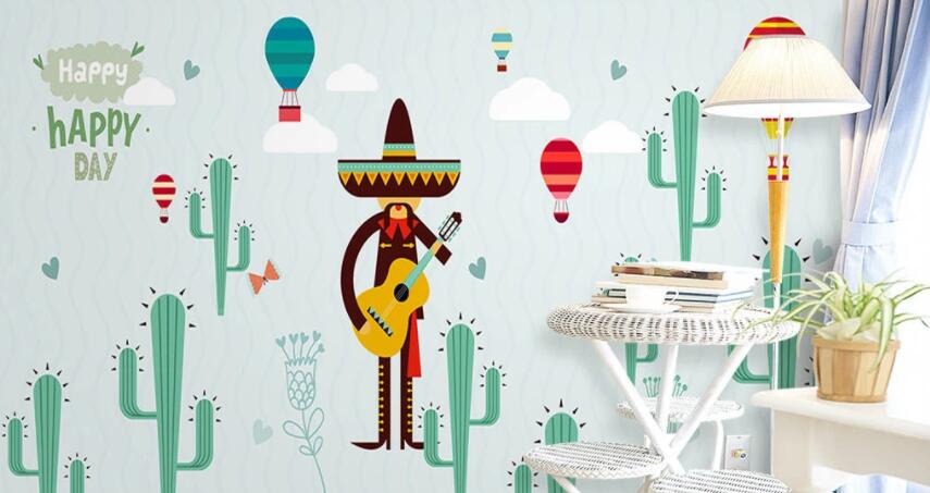 3D Hot Air Balloon Cactus 036 Wall Murals Wallpaper AJ Wallpaper 2 