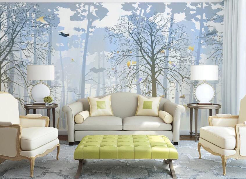 3D Foggy Forest 030 Wall Murals Wallpaper AJ Wallpaper 2 