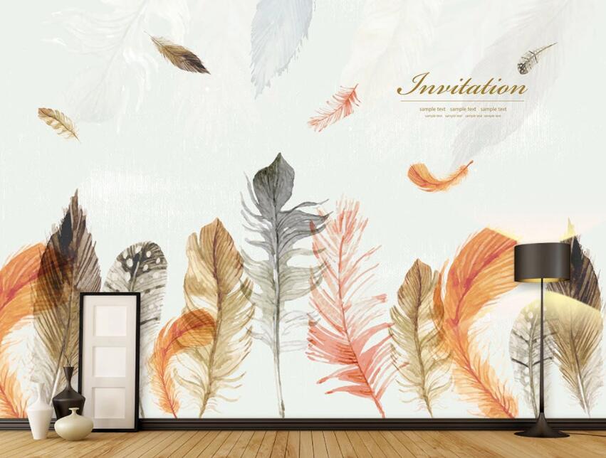 3D Colored Feather 021 Wall Murals Wallpaper AJ Wallpaper 2 
