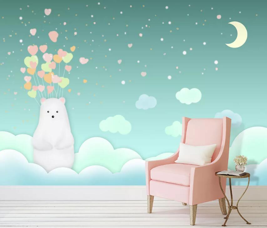 3D Bear Moon 015 Wall Murals Wallpaper AJ Wallpaper 2 