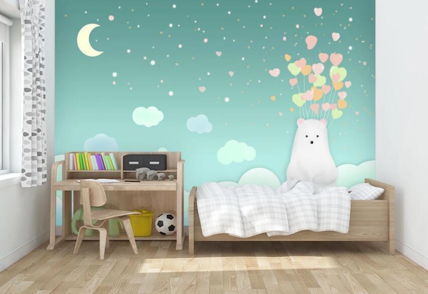 3D Bear Moon 015 Wall Murals Wallpaper AJ Wallpaper 2 