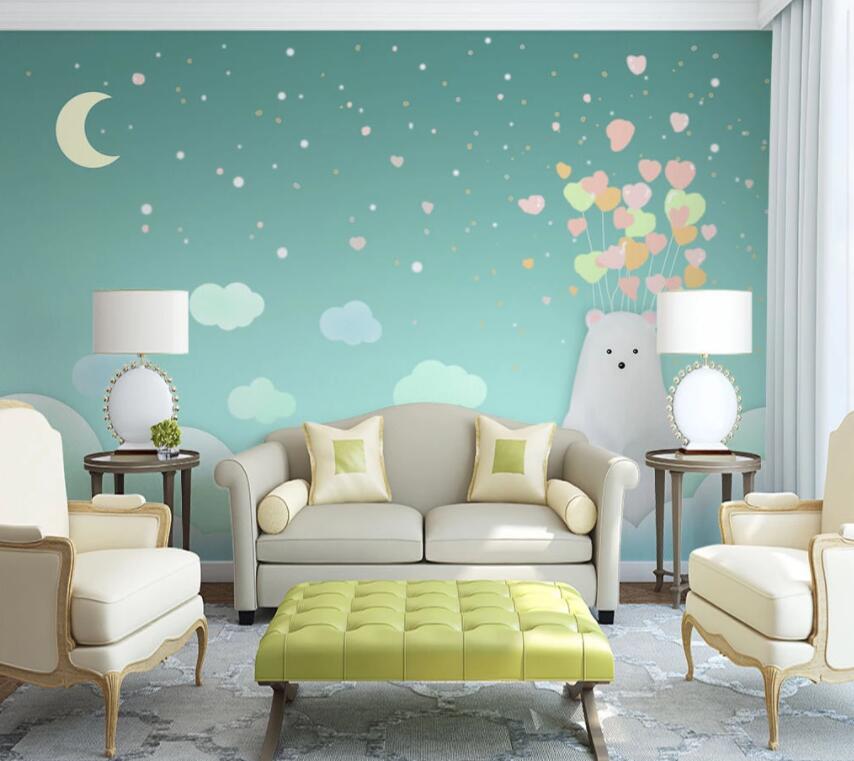 3D Bear Moon 015 Wall Murals Wallpaper AJ Wallpaper 2 
