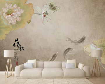 3D Goldfish Lotus 022 Wall Murals Wallpaper AJ Wallpaper 2 