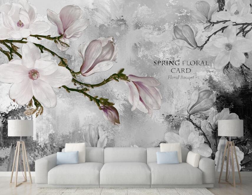 3D White Flowers 003 Wall Murals Wallpaper AJ Wallpaper 2 