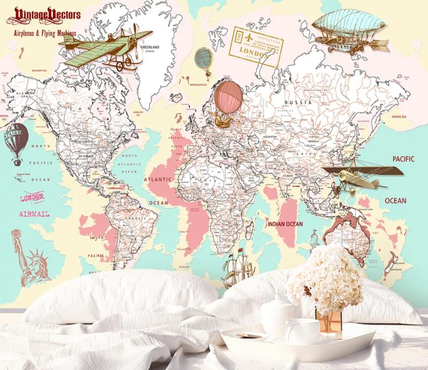 3D Pink Map 1436 Wall Murals Wallpaper AJ Wallpaper 2 