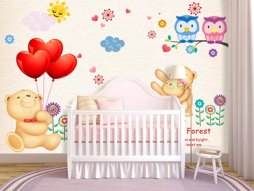 3D Cute Bear 1394 Wall Murals Wallpaper AJ Wallpaper 2 