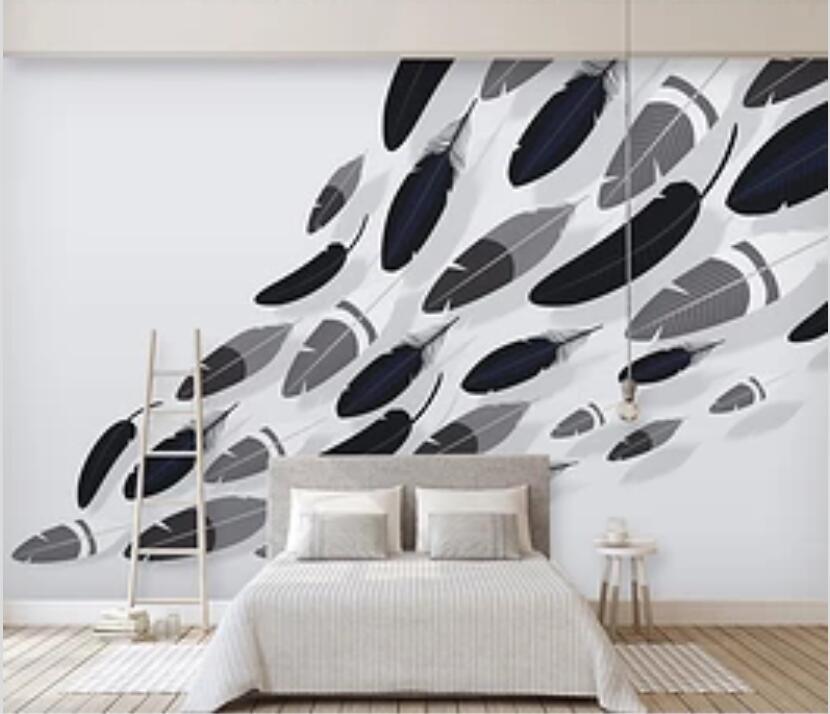 3D Black And White Feather 2065 Wall Murals Wallpaper AJ Wallpaper 2 