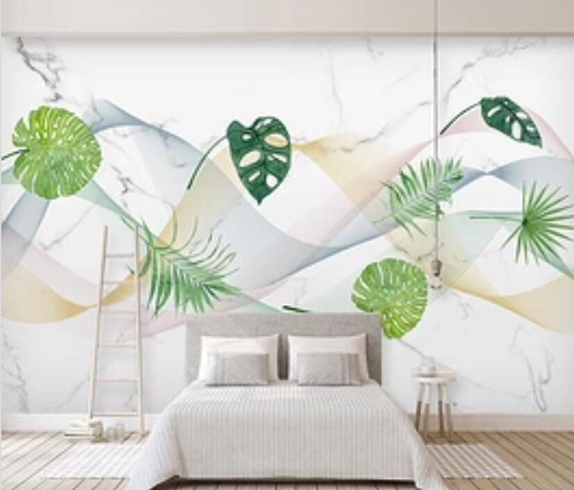 3D Wave Leaves 2950 Wall Murals