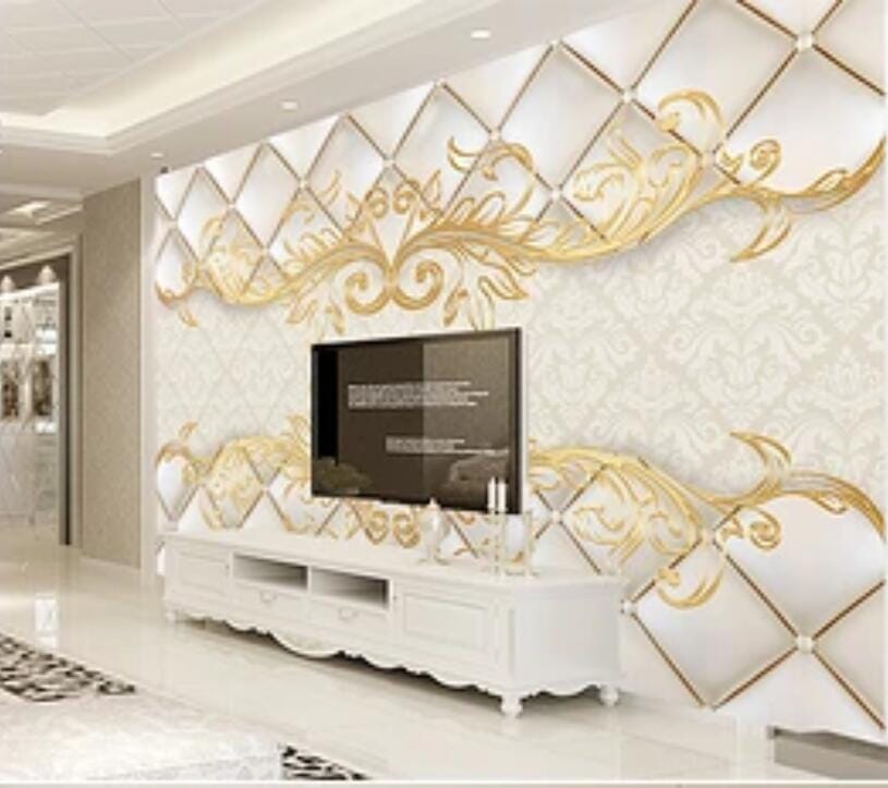 3D Golden Flowers 2562 Wall Murals Wallpaper AJ Wallpaper 2 