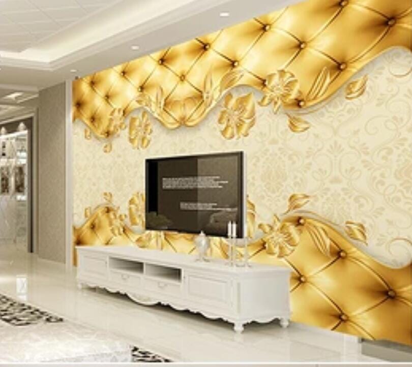 3D Golden Flowers 2561 Wall Murals Wallpaper AJ Wallpaper 2 