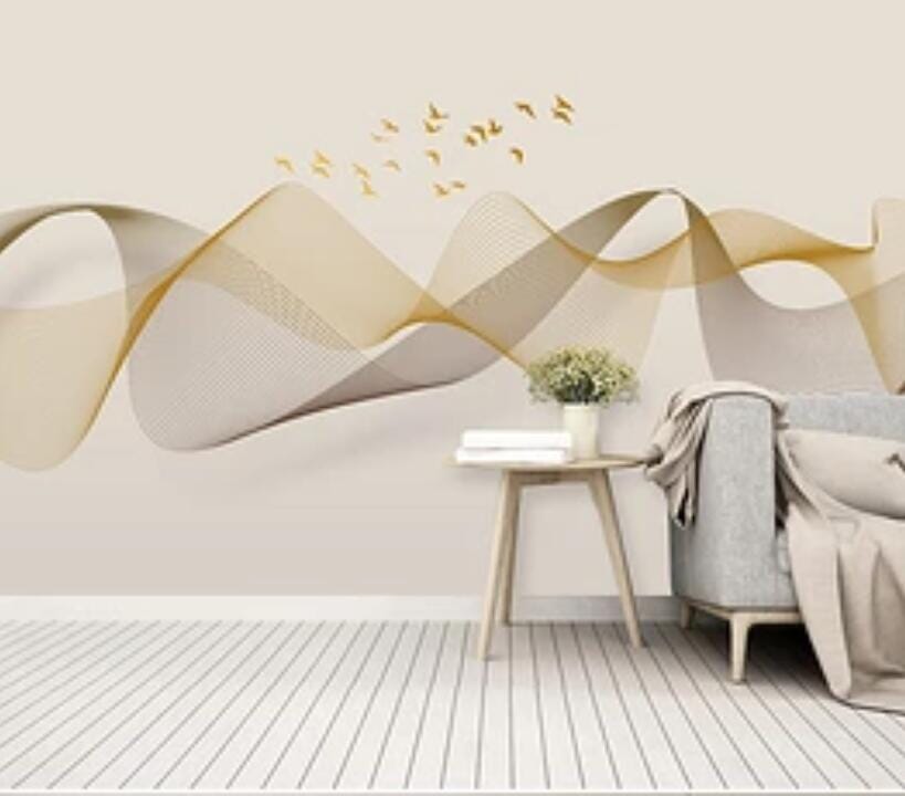 3D Golden Wave 2554 Wall Murals Wallpaper AJ Wallpaper 2 