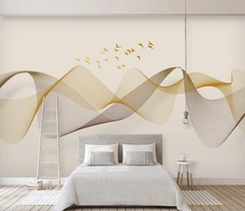 3D Golden Wave 2554 Wall Murals Wallpaper AJ Wallpaper 2 
