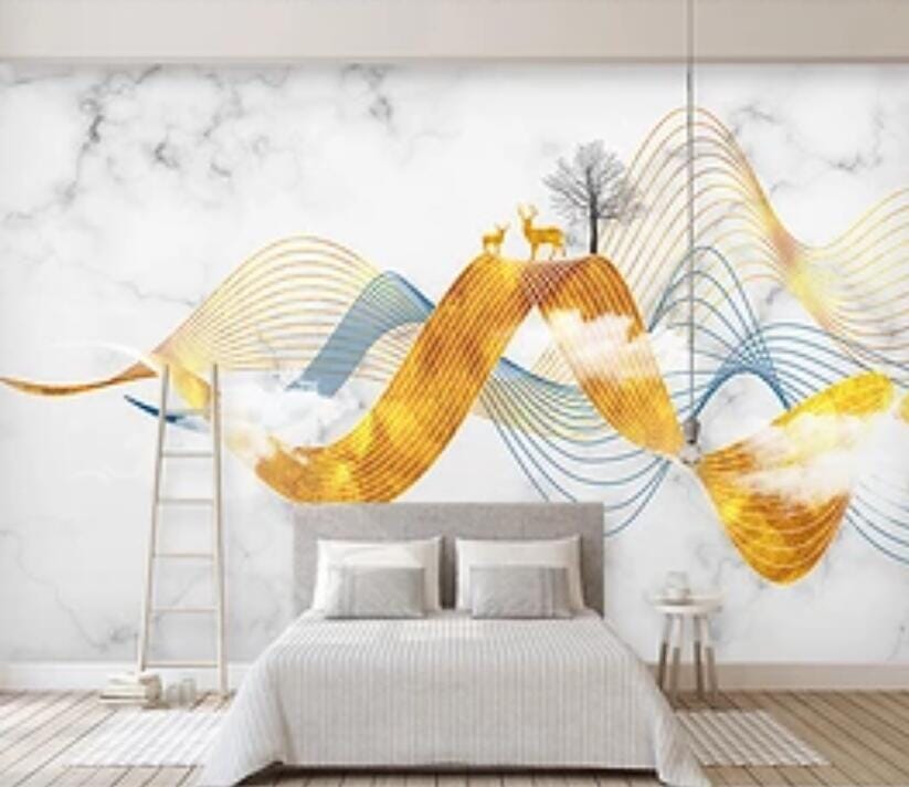 3D Golden Wave 2340 Wall Murals Wallpaper AJ Wallpaper 2 