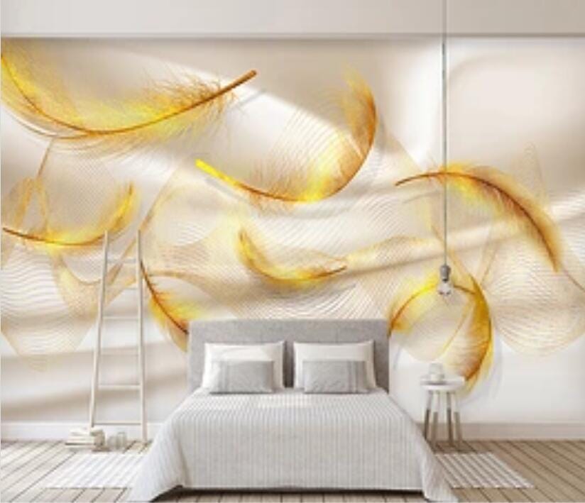 3D Golden Feather 2298 Wall Murals Wallpaper AJ Wallpaper 2 