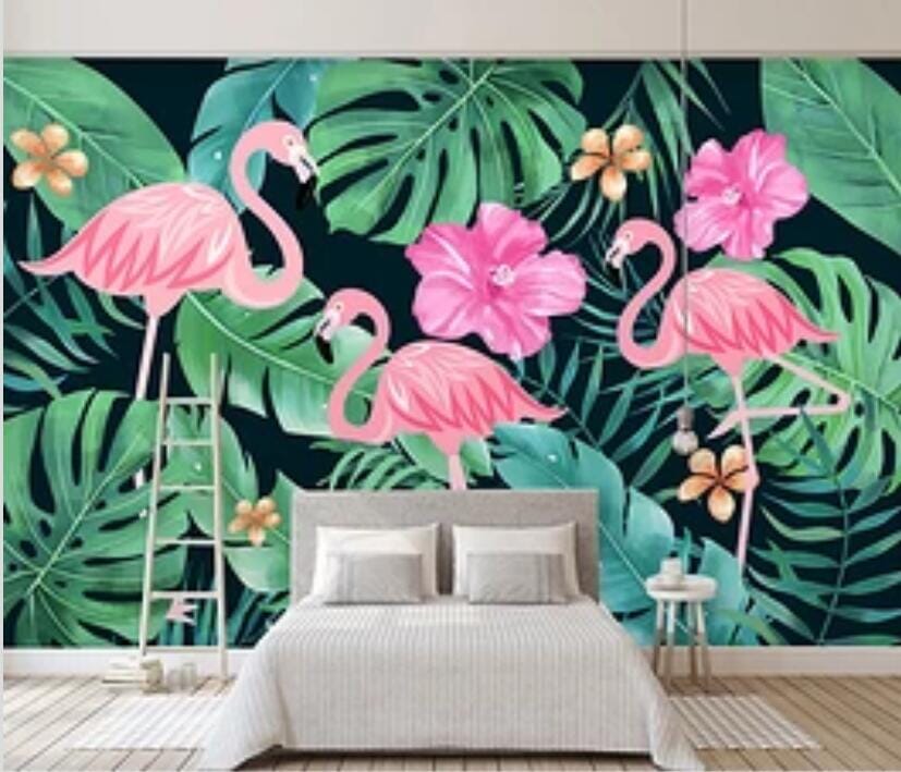 3D Pink Flamingo 2289 Wall Murals Wallpaper AJ Wallpaper 2 