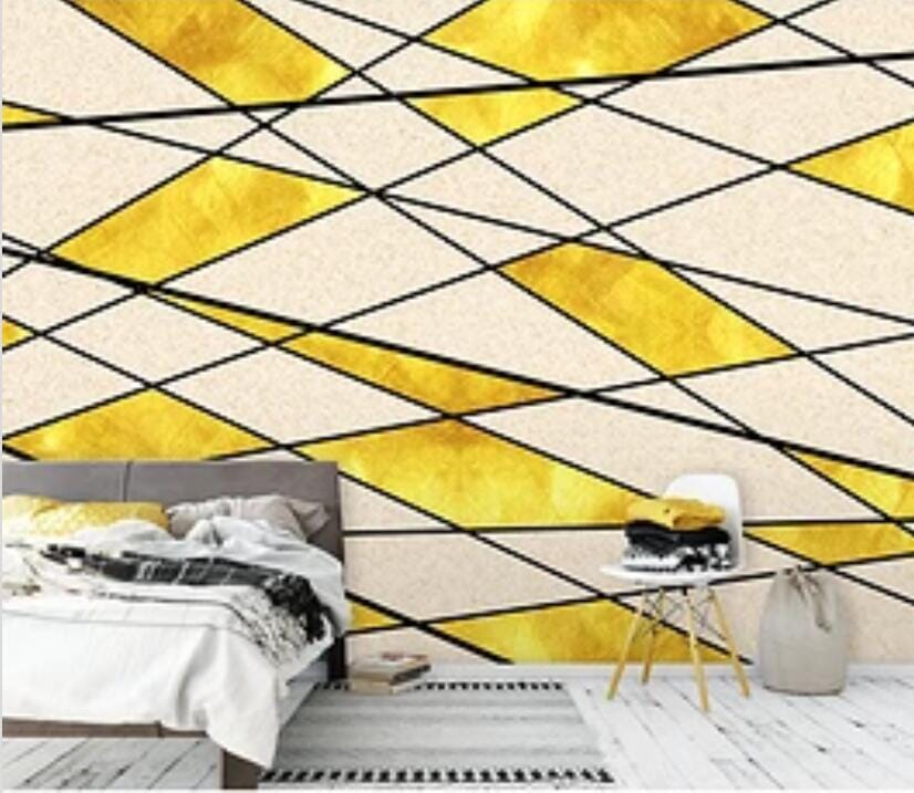 3D Golden Geometry 2270 Wall Murals Wallpaper AJ Wallpaper 2 