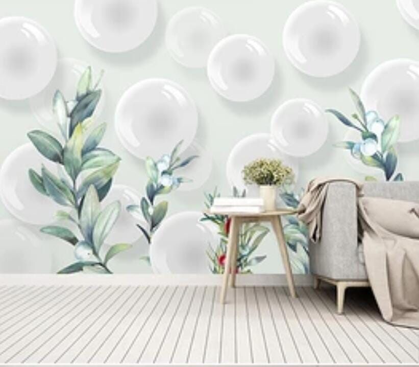 3D Leaves Bubbles 2252 Wall Murals Wallpaper AJ Wallpaper 2 