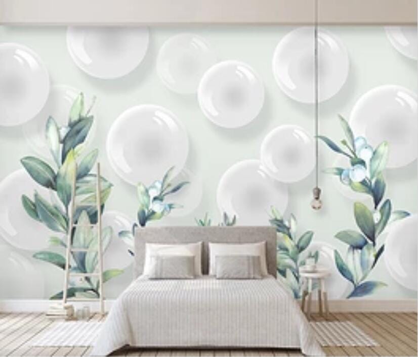 3D Leaves Bubbles 2252 Wall Murals Wallpaper AJ Wallpaper 2 
