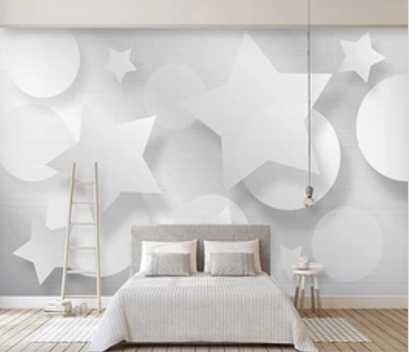 3D White Stars 2187 Wall Murals