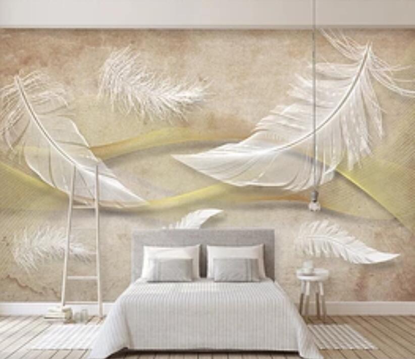 3D White Feather 708 Wall Murals Wallpaper AJ Wallpaper 2 